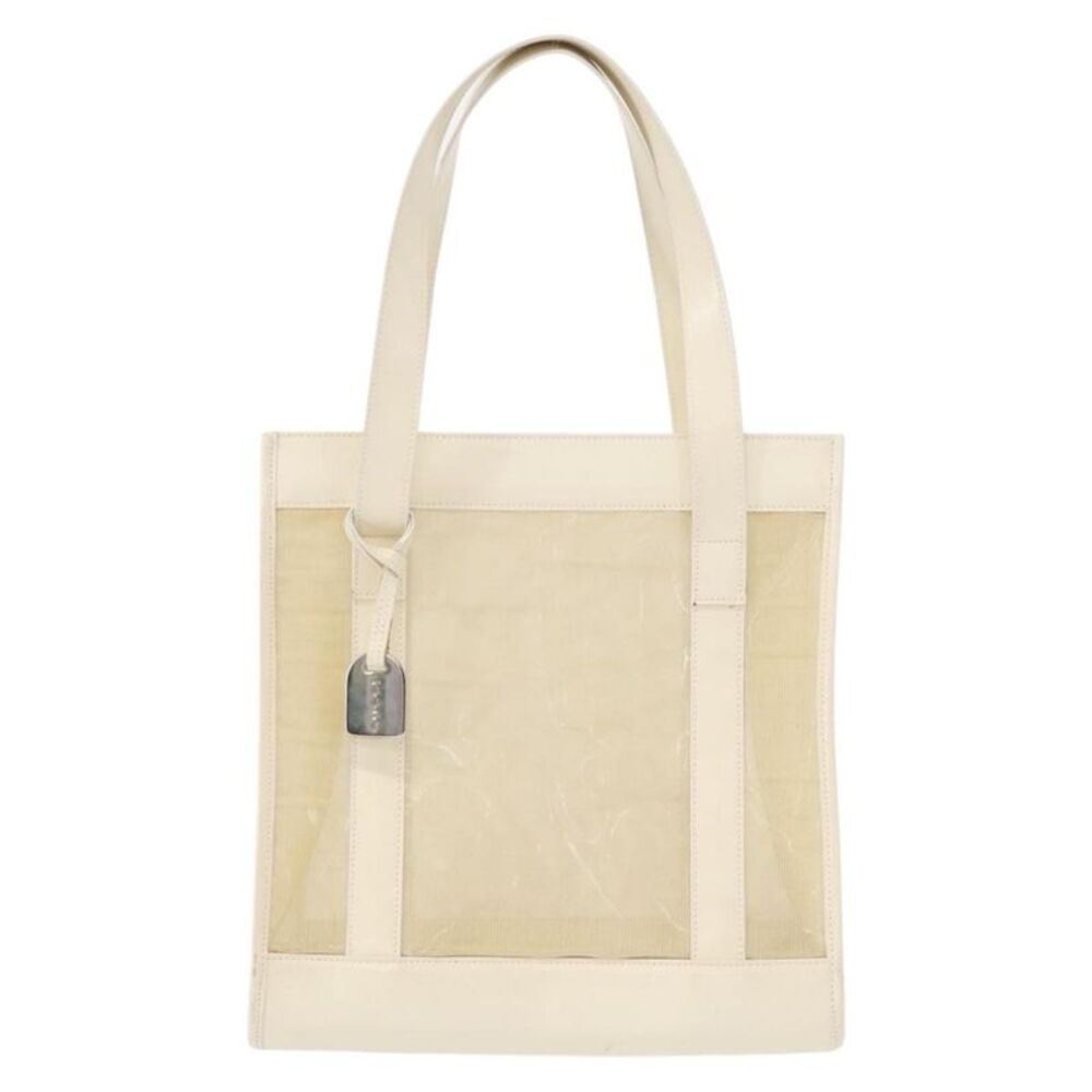 Gucci Vintage Tote Vinyl Beige Plastic Tote Bag Bag